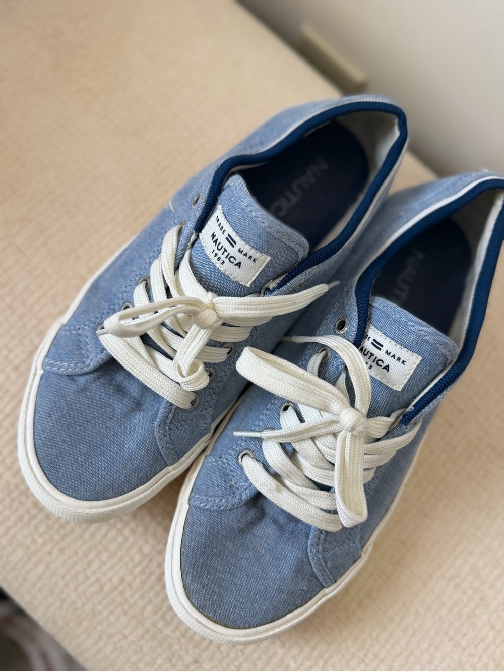 Nautica Light Blue Canvas Low-Top Sneakers with White Laces